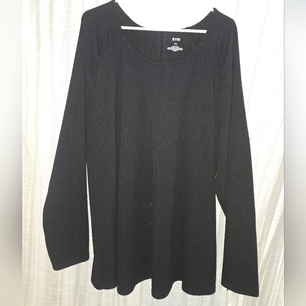 EVRI Womens Elegant Black Long Sleeve Blouse Polka Dot Back 3x